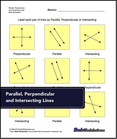 Parallel Perpendicular And Intersecting Lines Worksheets Ans