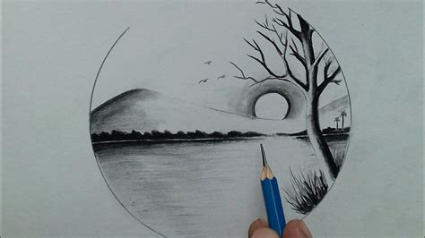 Very Simple And Beautiful Scenery Drawing Of Nature For Beginners