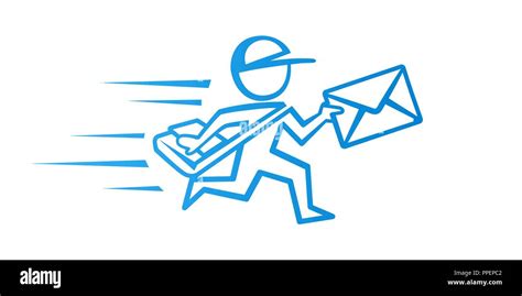 Mail Courier Vector Icon Delivery Service Postman Sign Fast Delivery