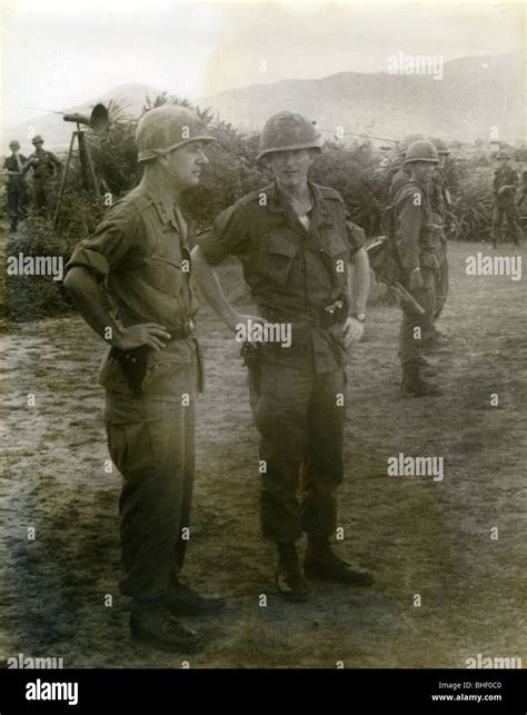 General Norton Left And Colonel Archie Hyle At An Khe Vietnam War