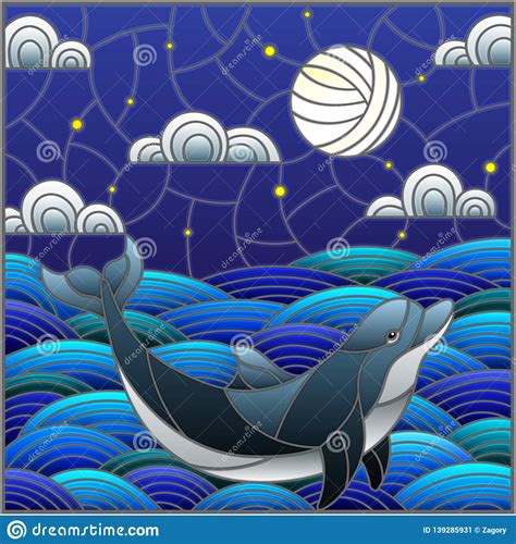 Dolphin In The Waves Cartoon Vector Cartoondealer Com