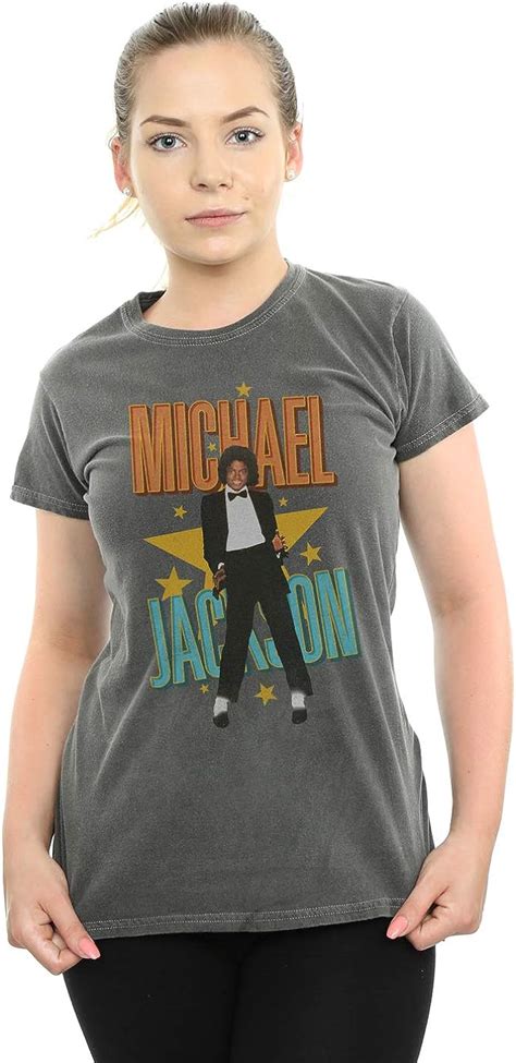 Amazon Com Michael Jackson Women S Retro Star Washed T Shirt Clothing