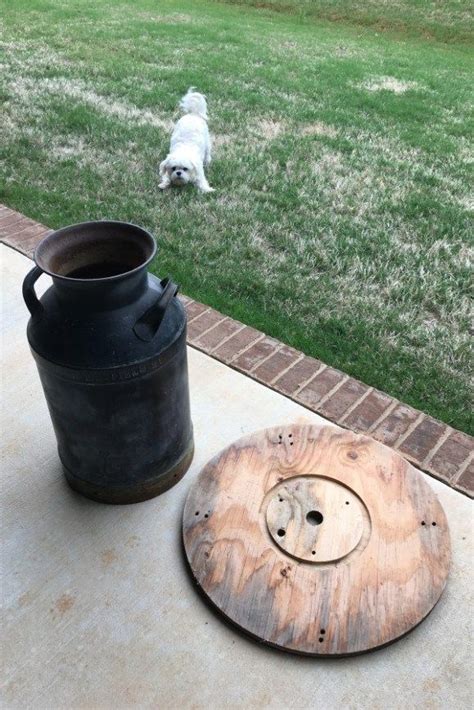 Wooden Spool And Milk Can Table The Hamby Home Old Milk Cans Milk