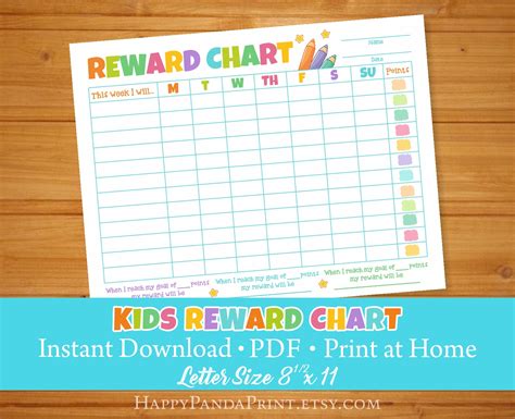 Reward Chart Kids Routine Chart Weekly Chore Chart Printable