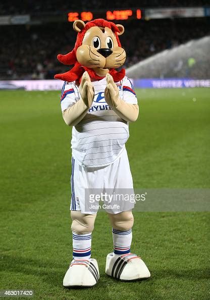 Lyou The Mascot Of Olympique Lyonnais Looks On Before The French