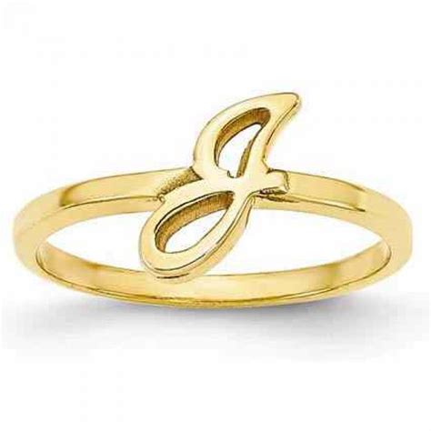 Rings Personalized Script Initial Ring 14k Yellow Gold