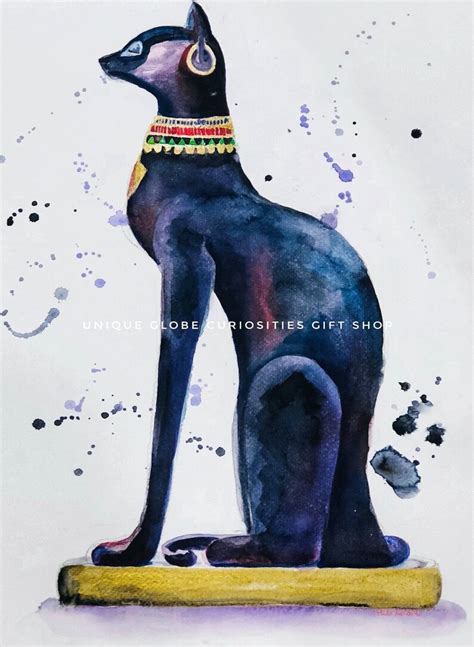 Egyptian Bastet Goddess Full Colour Art Print A4 Etsy Uk