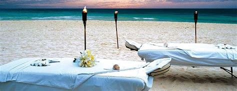 Couples Massage On The Beach At Sunset At Real Resorts Mexican Beach Vacation Beach Honeymoon