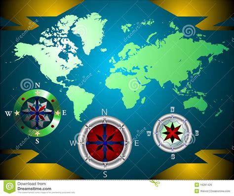 World Map With Compass Stock Vector Illustration Of Modern 16281429