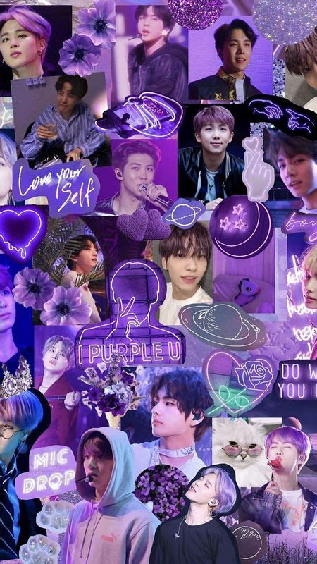 Aesthetic Bts Purple Collage Wallpaper Download Mobcup