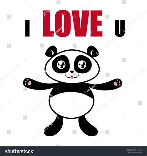 Love You Panda Hugs On White Stock Vector Royalty Free 432461380