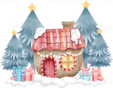 Christmas House Watercolour Element 27436653 Png
