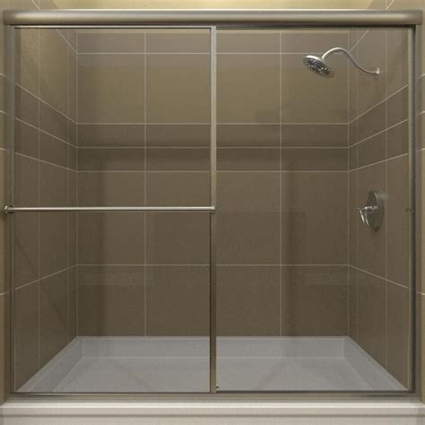 Arizona Shower Door Standard 56 In To 60 In W Brushed Nickel Sliding Shower Door Reeded Glass