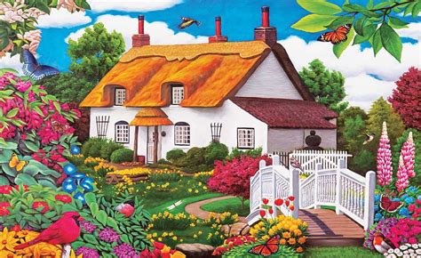 Lafayette Puzzle Factory Summer Garden Cottage 1000 Piece Jigsaw Puzzle