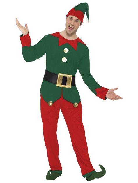 Christmas Elf Costume Adult With Top Trousers Hat And Belt