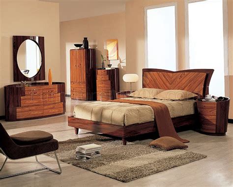 Two Tone Finish Real Wood Modern Bedroom Set