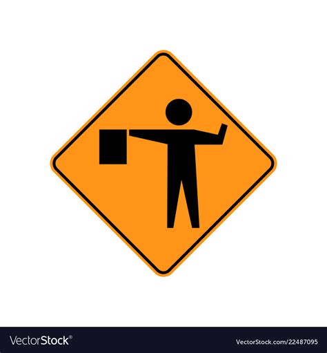 Usa Traffic Road Signs A Flagger Is Stationed Vector Image