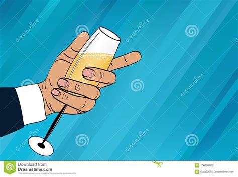 Two Hands Holds A Glass Of Champagne And Clink Merry Christmas Stock Vector Illustration Of