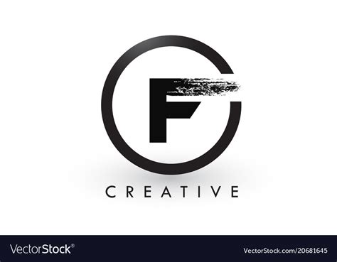 F Brush Letter Logo Design Creative Brushed Vector Image