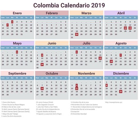 Calendario Colombiano Con Festivos