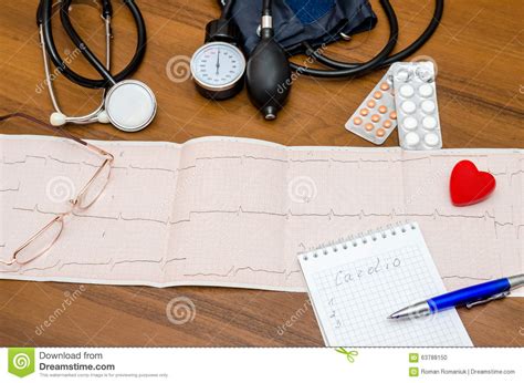 Blood Pressure Measuring With Cardiogram Stock Photo Image Of Health