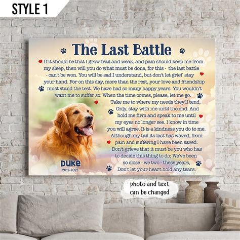The Last Battle If It Should Be Dog Poem Canvas Poster Framed Print