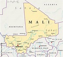 Mali political map with the capital Bamako, national borders, most ...