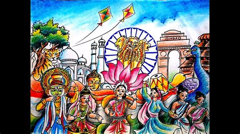 Cultural Diversity Of India Drawing For Competition Incredible India