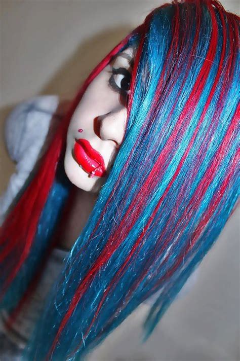 Blue Hair Gothic Red And Blue Red Hair Image 610309