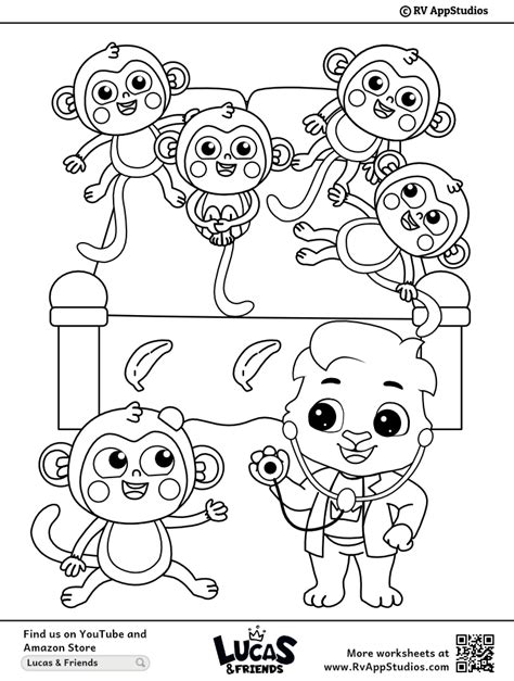 Five Little Monkeys Coloring Page For Children Free Printable To Download