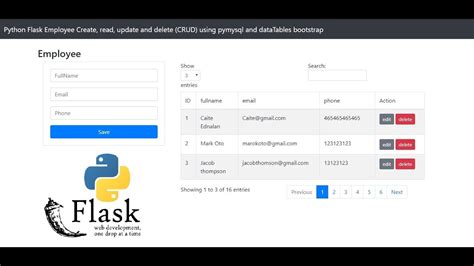 Python Flask Employee Create Read Update And Delete CRUD Using Pymysql And DataTables