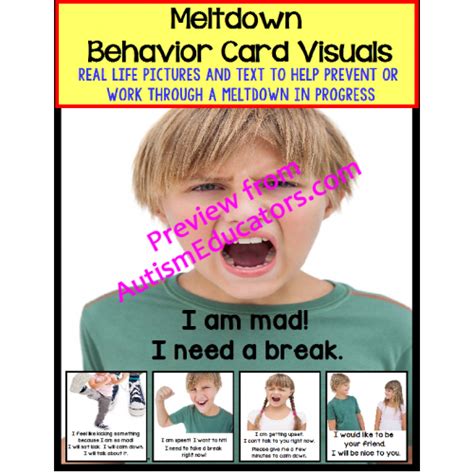 Autism Social Skills Behavior Card Visuals Self Talk To Help With A