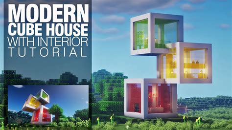 Minecraft Tutorial Cube House Modern Cube House With Interior