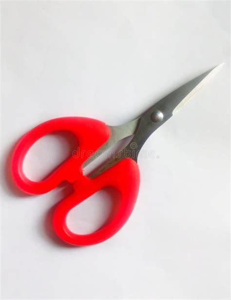 Red Colour Scissor On White Back Ground Stock Image Image Of