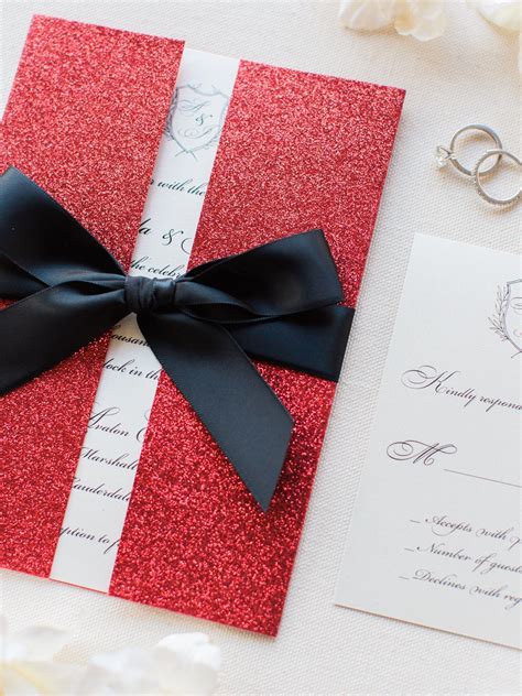 Pin by Boxed Wedding Invitations on Invitations | Invitations, Box wedding invitations, Red glitter