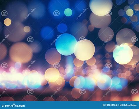 City Blurring Lights Abstract Circular Bokeh On Blue Background