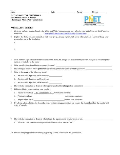 Rather than enjoying a good book with a cup of tea in the afternoon, instead they cope with some malicious virus inside their desktop computer. Atomic Structure Phet Worksheet | Kids Activities