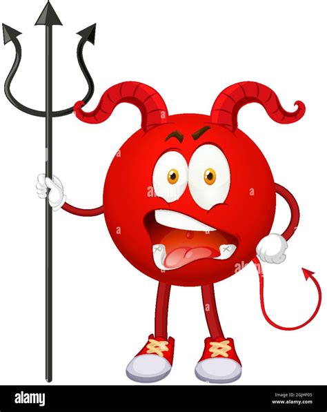 A Red Devil Cartoon Character With Facial Expression Illustration Stock