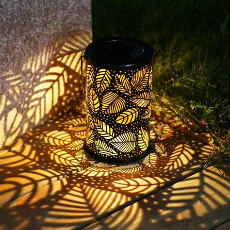 Solar Lantern Lights Outdoor Garden Hanging Lights Metal Flowers