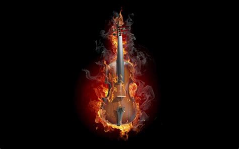 Violin Wallpaper 4k Fire Black Background Amoled Blackdark 1826