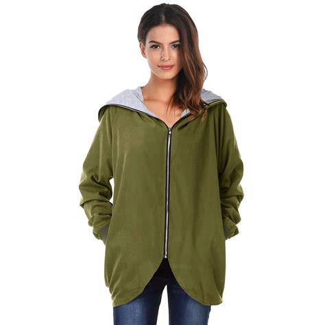 autumn winter plus size hoodies women zip up long sleeve loose hooded jacket coat casual loose