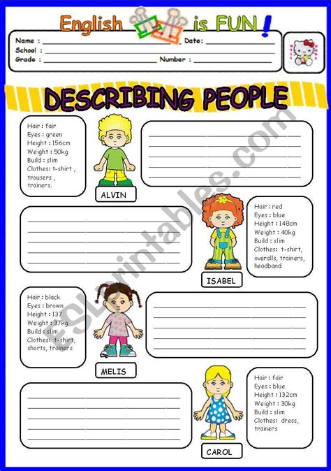 describing people esl worksheet by bburcu