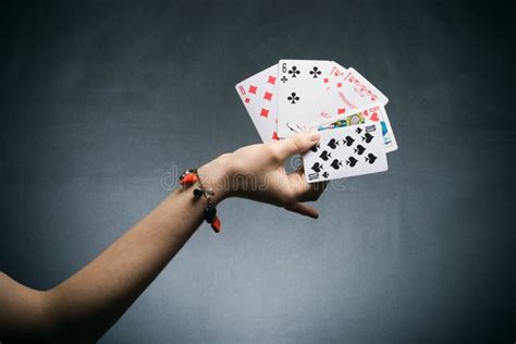 Womans Hand Holding Playing Cards Royalty Free Stock Image Image