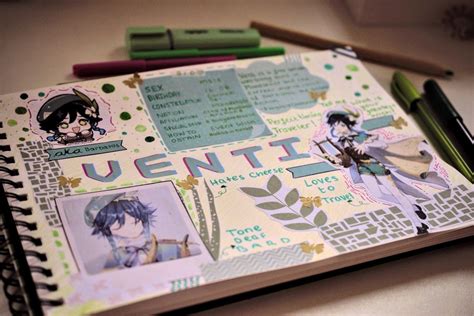 Venti Genshin Impact Sketchbook Journaling Bullet Journal Themes