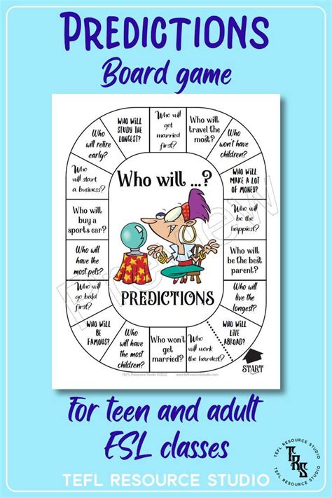 Prediction Board Game Will For Predictions Esl Speaking Activity For