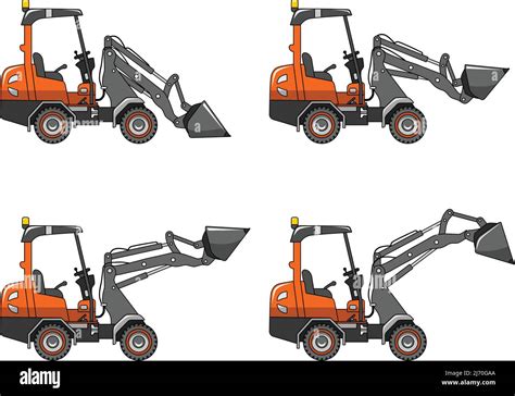 Skid Steer Loaders Heavy Construction Machines Vector Illustration
