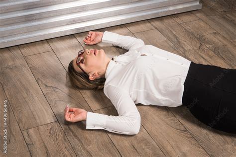 Crime Scene With Strangled Business Woman Imitation Stock Photo