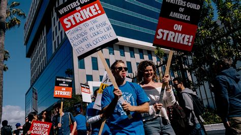 Film And Tv Writers On Strike Picket Outside Hollywood Studios The