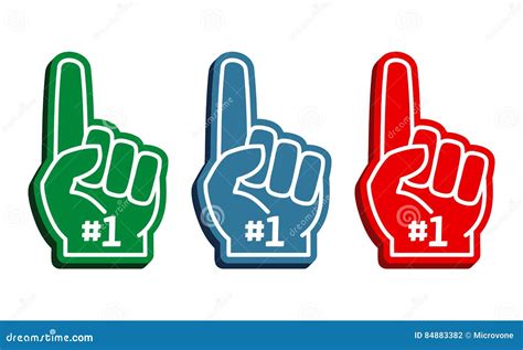 Colorful Foam Fingers Vector Set Stock Vector Illustration Of Sign
