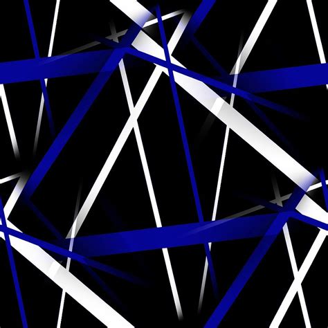 Seamless Abstract Royal Blue And White Lines On Black Pattern Digital